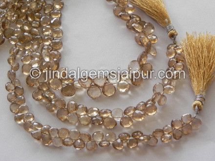 Coffee Quartz Faceted Heart Shape Beads
